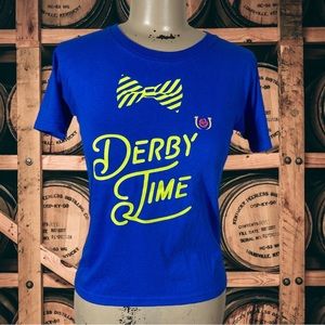 Kentucky Derby Time Bow Tie Blue Tee Youth Sz XS New